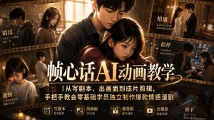 帧心话AI动画教学｜从写剧本、出画面到成片剪辑，手把手教会零基础学员独立制作爆款情感漫剧-如意资源库