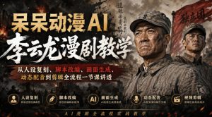 呆呆动漫AI李云龙漫剧教学，从人设复刻、脚本改编、画面生成、动态配音到剪辑全流程一节课讲透-如意资源库