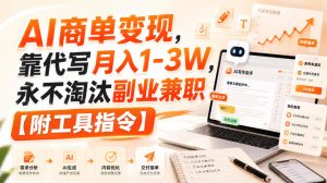 AI商单变现，靠代写月入1-3W，永不淘汰副业兼职【附工具指令】【揭秘】-如意资源库