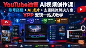 YouTube油管AI视频创作课｜账号搭建+AI成片+去重限流解决方案，YPP变现一站式教学-如意资源库