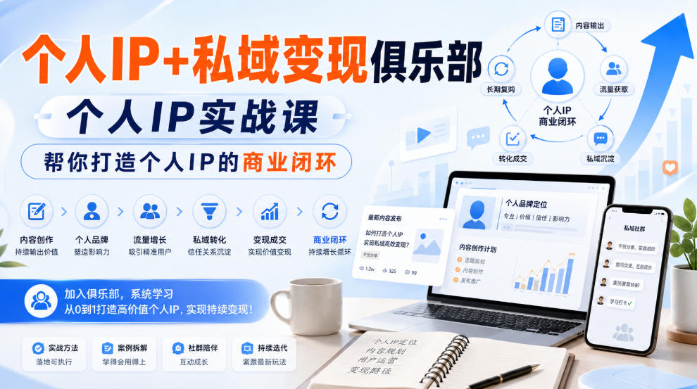 个人IP+私域变现俱乐部，个人IP实战课，帮你打造个人IP的商业闭环-如意资源库