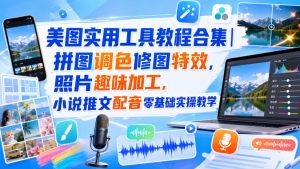 美图实用工具教程合集｜拼图调色修图特效，照片趣味加工，小说推文配音零基础实操教学-如意资源库