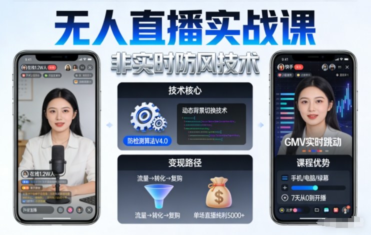 宝子哥无人直播实战课，非实时防风技术，聚焦抖音快手等平台直播带货，轻松开启直播变现之路（更新2026年08月18日）-如意资源库