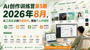 AI创作训练营第5期2026年8月，从工具实战到作品交付，再到个人IP闭环-如意资源库