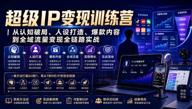 超级IP变现训练营｜从认知破局、人设打造、爆款内容到全域流量变现全链路实战-如意资源库