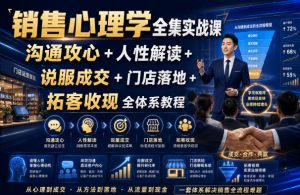 销售心理学全集实战课｜沟通攻心+人性解读+说服成交+门店落地+拓客收现全体系教程-如意资源库