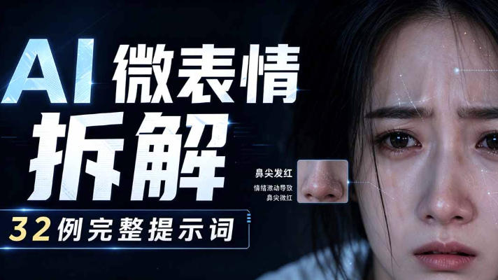 AI微表情拆解提示词合集，精准调控AI角色表情，可直接复用，0基础也能调出影视级表情变化-如意资源库