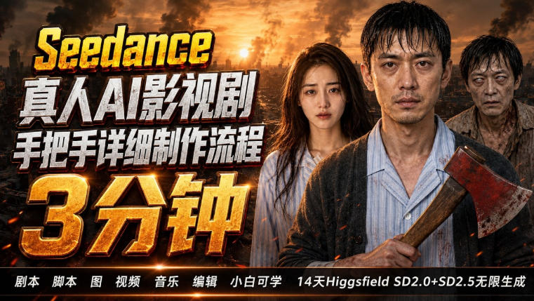 3分钟真人AI影视剧怎么做？SD 2.0手把手完整制作流程｜Higgsfield 14天SD 2.0/2.5无限生成-如意资源库