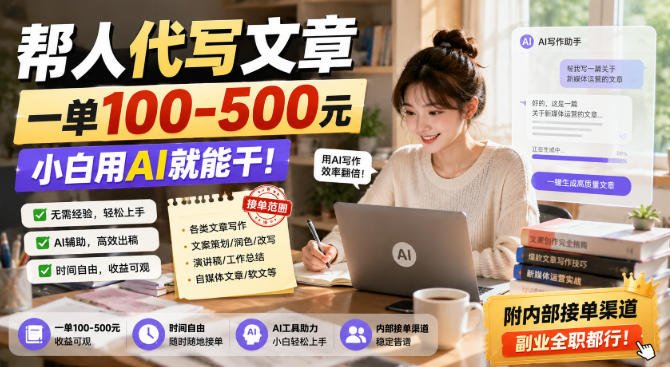 帮人代写文章，一单100-500，小白用AI就能干，附内部接单渠道，副业全职都行【揭秘】-如意资源库
