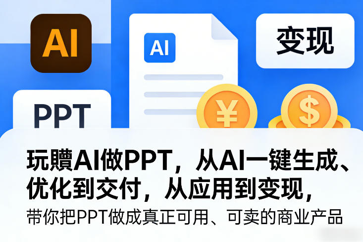 玩賺AI做PPT，从AI一键生成、优化到交付，从应用到变现，带你把PPT做成真正可用、可卖的商业产品（更新0904）-如意资源库