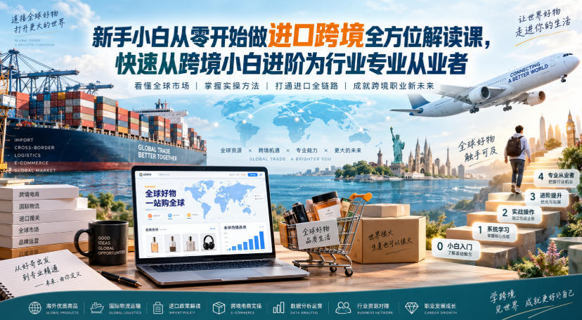 新手小白从零开始做进口跨境全方位解读课，快速从跨境小白进阶为行业专业从业者-如意资源库