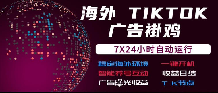 海外TikTok挂G流量变现，7X24自动运行，广告曝光收益，收益日结【揭秘】-如意资源库