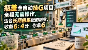 瓶盖全自动挂G项目，全程无需操作，适合长期佛系做的副业，收益6：4分，你拿6【揭秘】-如意资源库
