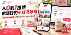 从0到1搭建能賺钱的小红书账号，定位+内容+运营三天跑通变现闭环-如意资源库