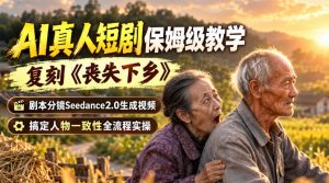 AI真人短剧保姆级教学，复刻《丧失下乡》，剧本分镜Seedance2.0生成视频，搞定人物一致性全流程实操-如意资源库