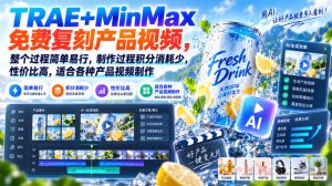 TRAE+MinMax免费复刻产品视频，整个过程简单易行，制作过程积分消耗少，性价比高，适合各种产品视频制作-如意资源库
