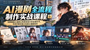 AI漫剧全流程制作实战课程，完整覆盖AI漫剧从构思到成片的全部环节，手把手教你独立完成AI漫剧创作-如意资源库