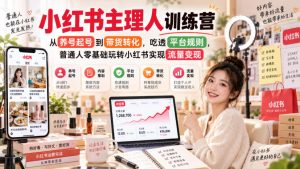 小红书主理人训练营，从养号起号到带货转化，吃透平台规则，普通人零基础玩转小红书实现流量变现-如意资源库