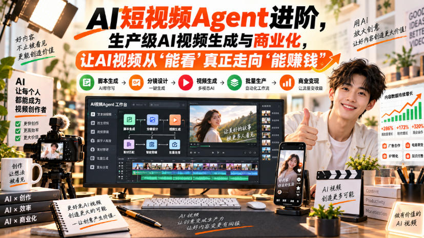 AI短视频Agent进阶，生产级AI视频生成与商业化，让AI视频从”能看”真正走向”能賺钱”-如意资源库