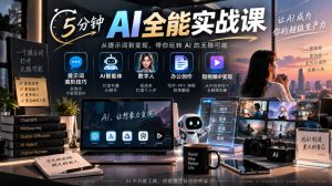 5分钟AI全能实战课｜提示词高阶技巧+AI智能体+数字人+办公创作+短视频IP变现全教程-如意资源库