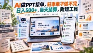 AI做PPT接单，旺季单子做不完，日入500+，当天结算，附赠工具【揭秘】-如意资源库