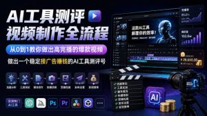 AI工具测评视频制作全流程，从0到1教你做出高完播的爆款视频，做出一个稳定接广告賺钱的AI工具测评号-如意资源库