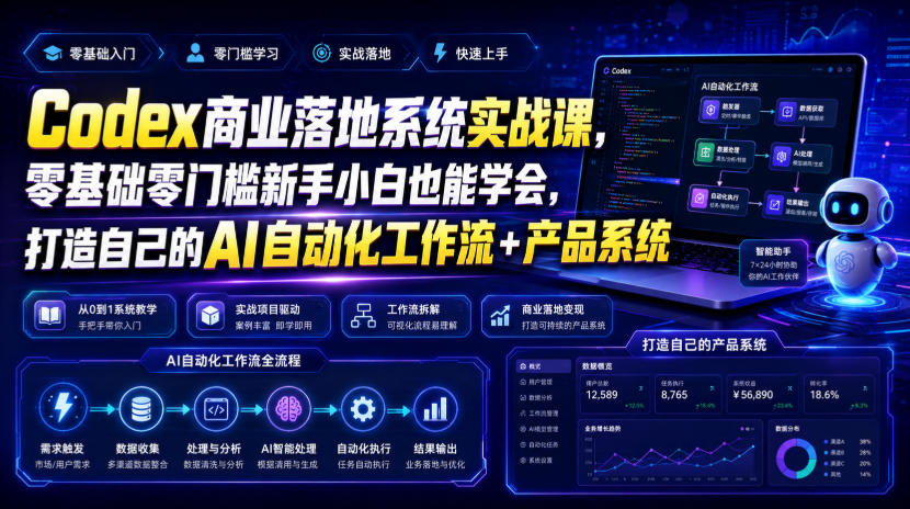 Codex商业落地系统实战课，零基础零门槛新手小白也能学会，打造自己的AI自动化工作流+产品系统（更新）-如意资源库