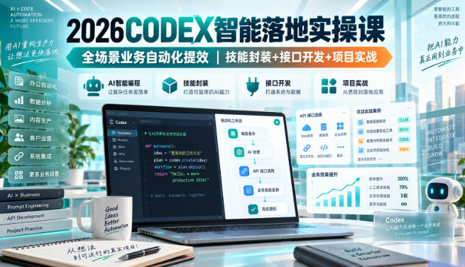 2026Codex智能落地实操课，全场景业务自动化提效，技能封装+接口开发+项目实战-如意资源库