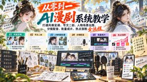 从零到一AI漫剧系统教学，打通风格定调、写文二创、人物场景出图、分镜配音、批量成片、热点涨粉全流程-如意资源库