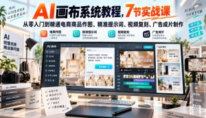 AI画布系统教程，7节实战课从零入门到精通电商商品作图、精准提示词、视频复刻、广告成片制作-如意资源库