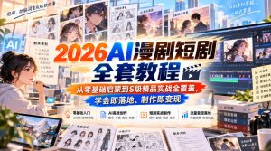 【无水印】2026AI漫剧短剧全套教程，从零基础启蒙到S级精品实战全覆盖，学会即落地、制作即变现-如意资源库
