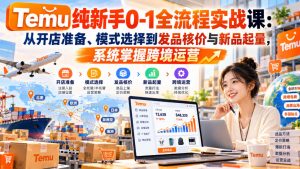 【无水印】Temu纯新手0-1全流程实战课：从开店准备、模式选择到发品核价与新品起量，系统掌握跨境运营-如意资源库