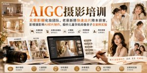 AIGC摄影培训｜无需影棚化妆团队，老景新搭快速出片降本获客，影楼摄影师AI样片制作，婚纱儿童孕妈肖像亲子全案例实操-如意资源库
