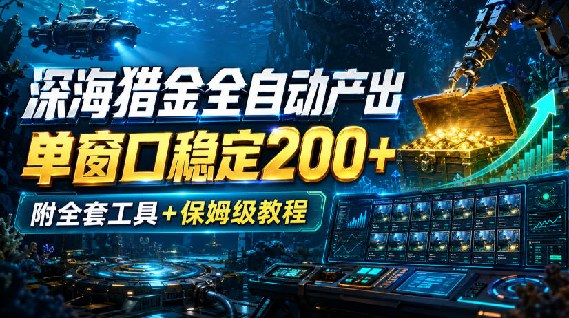 深海猎金全自动产出，单窗口稳定200+，附全套工具+保姆级教程【揭秘】-如意资源库