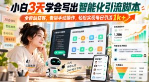 小白3天学会写出智能化引流脚本，全自动获客，告别手动操作，轻松实现每日引流1k+-如意资源库