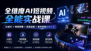 全维度AI短视频全能实战课，AI成片+特效剪辑+实拍运镜+账号变现实操大全-如意资源库