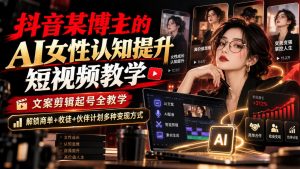 抖音某博主的Ai女性认知提升短视频教学，文案剪辑起号全教学，解锁商单+收徒+伙伴计划多种变现方式-如意资源库