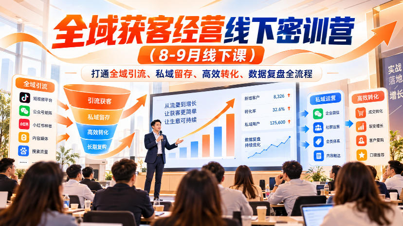 全域获客经营线下密训营（8-9月线下课），打通全域引流、私域留存、高效转化、数据复盘全流程-如意资源库