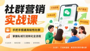社群营销实战课，手把手搭建高粘性社群，掌握私域引流转化全流程-如意资源库