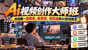Ai视频创作大师班，市场唯一成体系、能变现、有实战的AI视频教学（更新2026）-如意资源库