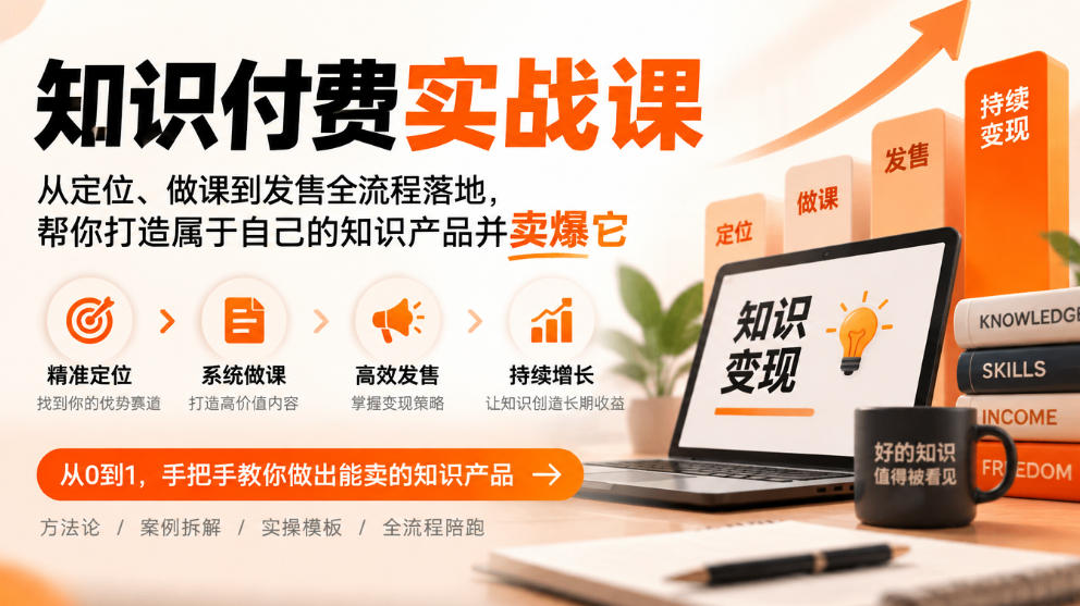 知识付费实战课：从定位、做课到发售全流程落地，帮你打造属于自己的知识产品并卖爆它-如意资源库