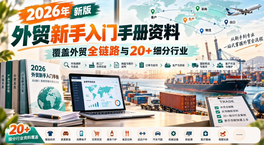 2026年新版外贸新手入门手册资料，覆盖外贸全链路与20+细分行业-如意资源库