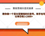 聚蚁思维抖音实操课:教你做一个百分百赚钱的抖音号,新手也可以单日收入1000+-如意资源库