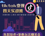 tiktok变现四天实战班,连怼技术+矩阵玩法赚美金!价值998元-如意资源库