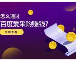 大王·怎么通过百度爱采购赚钱，已经通过百度爱采购完成200多万的销量-如意资源库