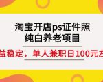 淘宝开店ps证件照，纯白养老项目，单人兼职稳定日100元(教程+软件+素材)-如意资源库