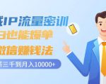 私域IP流量密训:小白也能爆单的微信赚钱法,从月薪三千到月入10000+-如意资源库