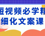 短视频必学精细化文案课，提升你的内容创作能力、升级迭代能力和变现力（价值333元）-如意资源库