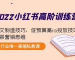 2022小红书高阶训练营：爆文制造技巧，低预算高roi投放技巧，内容营销思维-如意资源库