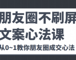朋友圈不刷屏文案心法课 人人都要懂的商业逻辑 从0~1教你朋友圈成交心法-如意资源库